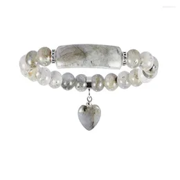 Strand Silver Plated Romantic Love Heart Connect Tiger Eye Stone Round Beads Stretchy Bracelet Rock Crystal Jewelry