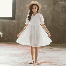 Girl Dresses High Quality 2023 Summer Girls Mesh Teens Teenager Princess Elegant Kids White Hollow Party Child Clothes 12 13 14 Year