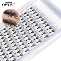 Makeup Tools OWOSC 5D12d Soft Natural Mink Eyelash 12 Rows Hand Prefabricated Volume Fan Extends Maximum Size Female False 230330