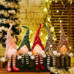 Christmas Decorations Ed Light Tree Wool Gnome Doll Pendants Ornaments Knitting Crafts Kids Gift Xmas Party Gyq Drop Delivery Home G Dhyvd