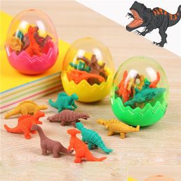 Party Favor Students Animal Erasers For Kid Stationary Gift Novelty Dinosaur Egg Pencil Rubber Eraser Great Drop Delivery Home Garde Dhpvt