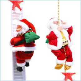 Christmas Decorations Electric Santa Claus Climb Ladder Climbing Toy Home Party Decor Battery Powered Xmas Toys Drop Delivery Garden Dhjno