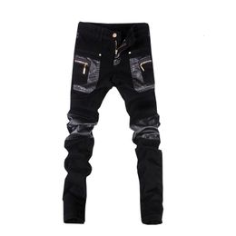 Men's Jeans Skinny Mens Leather Pants Motorcycle Trousers 230330