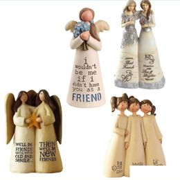 Christmas Decorations Party Favor Angel Friendship Scpture Friend Figurine Resin Artefact Place Table Ornament Drop Delivery Home Ga Dh720