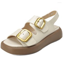 Sandals Dilalula Outdoor Casual Working Women 2023 Summer Flats Platforms Genuine Leather Buckle Shoes Woman Fashion Arrival
