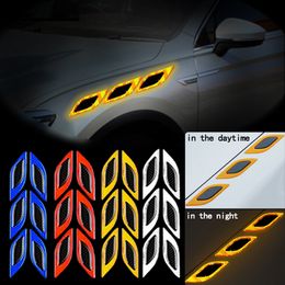 New 6Pcs Car Reflective Strips Carbon Fiber Car Sticker Truck Car Motors Anti-Scratch Safety Warning Stickers