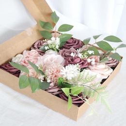 Decorative Flowers Artificial Combo Box Set For Creative Wedding Bouquets Centrepieces Arrangements Bridal Shower Table Decor 27x25x5.5cm