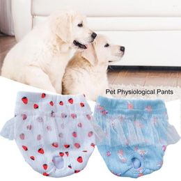 Dog Apparel Pet Sanitary Pants Lace Washable Strawberry/Flower Pattern Polyester Female Dogs Short Diapers Physiological Supplies