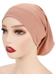 Ribbed Cotton Jersey Hijab Inner Caps Muslim Turban cap Islamic Underscarf Bonnet hat female headband tube cap turbante