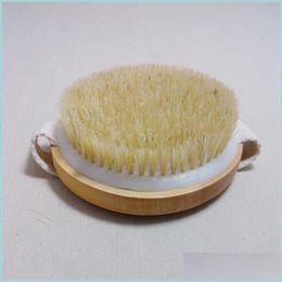 Bath Brushes Sponges Scrubbers Natural Bristles Brush Without Handle Dry Skin Body Shower Bristle Brushes Mas Wooden Drop Deliver Dhckv