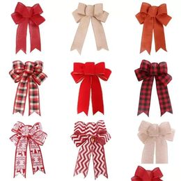 Christmas Decorations Burlap Bow Handmade Holiday Gift Tree Decoration Bows 9 Colours Drop Delivery Home Garden Festive Party Supplies Dhhll