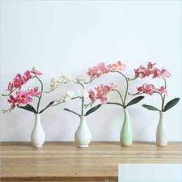 Decorative Flowers Wreaths Artificial Phalaenopsis Orc Real Touch Latex Simation Flower Wall Centrepiece Drop Delivery Hom Dhnrz