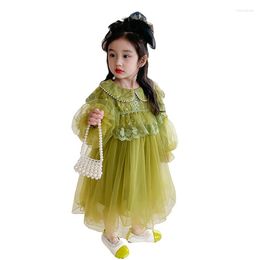 Girl Dresses Baby Girls Dress Green Beige Color Mesh Princess Costumes Spring Autumn Born Long Sleeve Clothes 2 3 4 5 7 9Years Toddler