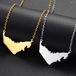 Pendant Necklaces Anniyo The United Arab Emirates Map With Cities Women Girls UAE Jewelry Stainless Steel Material #321101