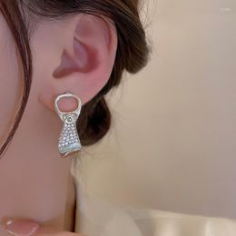 Dangle Earrings U-Magical Statement Can Pull Ring Silver Colour Metal Earings For Women Exquisite Rhinestone Hollow Jewellery