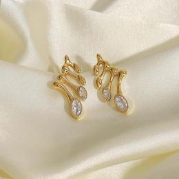 Hoop Earrings DEAR-LIFE French Oval White Zirconia Note Shaped Fashion Female Accessories