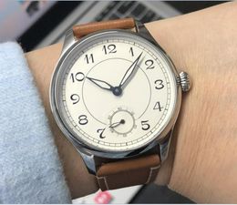 Wristwatches Sapphire Crystal Or Mineral Glass 44mm White Enamel Dial Asian 6498 Mechanical Movement Men's Watch GR134-20