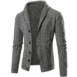 Men's Sweaters Fall Pure Cotton Knitted Jacket Pure Color Single breasted Lapel Casual Male Sweater Jacket mens clothing 230331