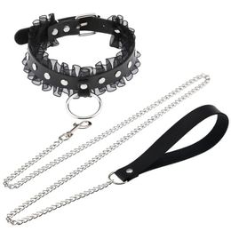 Chokers Decopunk Sexy Harajuku Leather Chain Necklace For Women Men Couple Punk Gothic Circle Lace Choker Body Jewelry 230331