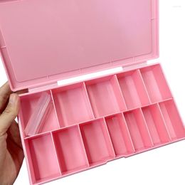 False Nails Solid Durable Nail Storage Box With 12 Space Grids For Salon Personal Use Fake Tips Rhinestone Glitter Case Container