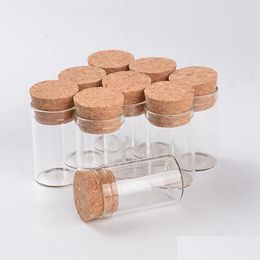 Storage Bottles Jars 10Ml Small Test Tube With Cork Stopper Glass Spice Container 24X40Mm Diy Craft Transparent Straight Bottle Hh Dhrhp