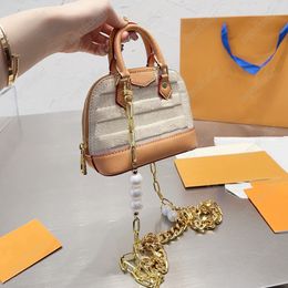 Mini Tote Bag Luxury Designer Shoulder Bags Chain Crossbody Fashion Handbag Women Coin Holder Leather Letters Cross Body Gird Handbags Shell Tote Pearls 7 Colors