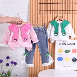 Clothing Sets Suit For Girls 2023 Spring Children's Cotton Coats Denim Pants 2pcs Tracksuits Kid 1 To 5 Years Baby Autumn Outfit