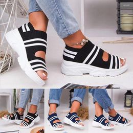 Sandals Summer Women Wedges Heel Casual Shoes Footwear Buckle Strap Open Toe Platform Sandal Canvas D4