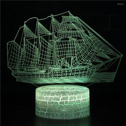 Night Lights Sailboat Battleship Teen Room Decor Cute Lamp Desk Decoration Led For Bedroom Deco Light Bulbs Home Gifts