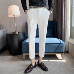 Herrenanzüge Koreanische Hosen Sommer Knöchellänge Männer Anzughose Slim Fit Weiße Hose Designer Kostüm Homme Social Casual Male Kleidung