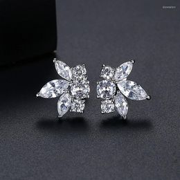 Stud Earrings Rhinestone 2023 Geometric Flower For Women Crystal Luxury Wedding Pendientes Brincos Jewellery Gift