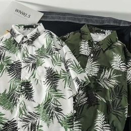 Men's Casual Shirts Hawaiian Shirts Mens Floral Printed Turn Down Collar Short Sleeve Casual Shirts Men Button Streetwear Beach Shirts Camisa M-3XL W0328