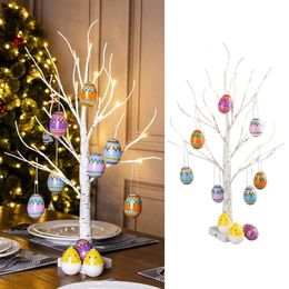Other Event Party Supplies 62cm Birch Tree Led Light Easter Decorations For Home Easter Egg Ornaments Hanging Tree Wedding Happy Easter Party Kids Gift 230331