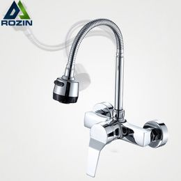 Kitchen Faucets Stream Spray Bubbler Bathroom Kitchen Faucet Wall Mounted Dual Hole and Cold Water Flexible Pipe Kitchen Mixer 230331