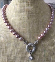 Chains Gorgeous 9-10mm South Sea Round Lavender Pearl Necklace Pendant 18inch