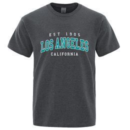 Men's T-Shirts Est 1905 L0S Angeles California Letter Print T Shirt Men Fashion Tshirts Summer Cotton Tops Cotton Loose Street Hip Hop T-Shirts 230331
