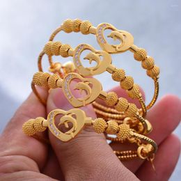 Bangle Wando 4Pcs Dolphins Baby Bead Bangles For Girl Gold Colour Dubai Bride Wedding Bracelet African Charm Arab Jewellery