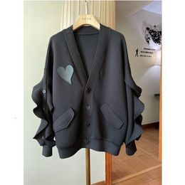 Women's Trench Coats Oversize Clothing110kg Single Heart Space Cotton Ruffled Batwing Sleeve Coat 230331