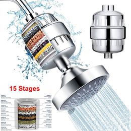 Bathroom Shower Heads 15 Stages Shower Water Philtre Remove Chlorine Heavy Metals Filtered Showers Head Soften for Hard Water Bath Filtration Purifier 230331