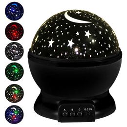 Night Lights LED Rotating Night Light Projector Starry Sky Star Master Children Kids Sleep Romantic LED USB Projector Lamp Child Gifts P230331