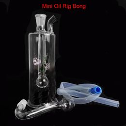 Wholesale Mini 10mm Female Smoking colorful Inline Perc water dab rig bong with Glass oil burner bowl and silicone hose