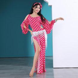 Stage Wear Belly Dance Costume Female Baladi Wave Dot Gown Folk Performance Oriental Spring Cloth Style Practise Clothes