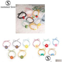 Hair Rubber Bands New Arrival Double Elastic Cute Flower Rope Headwear For Girls Chirdren Jewellery Accessoriesz Drop Delivery Dhgarden Dhx3T