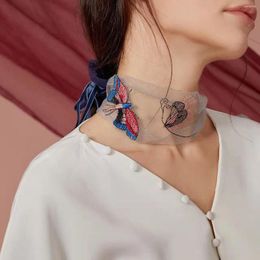 Choker Summer Handmade Embroidery Butterfly Necklace Thin Scarf Fashion Korean Elegant Lady Neck Decoration Hairband Accessories Gifts