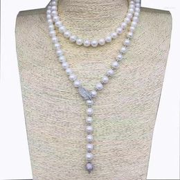 Chains Natural White Freshwater Pearls Long Necklace Sweater Chain