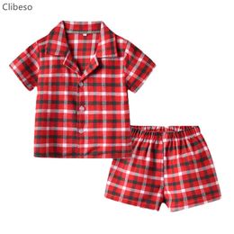 Pajamas Children's Pajamas Set Children's Summer Pajamas Boys' Short Sleeve Top Flat Bottom Shorts Baby Home Clothing Group Baby Pajamas 230331