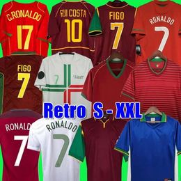 Football Jersey RONALDO Retro Soccer Jerseys 1998 1999 2010 2012 2002 2004 RUI COSTA FIGO NANI Classic Shirts Camisetas De Futbol Portugal Vintage