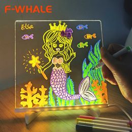 Night Lights Personalised LED Lamp Acrylic Message Note Board Erasable USB Childrens Drawing Board Bedroom Night Light Birthday Kids Gift P230331