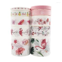 Gift Wrap 10 Rolls Washi Tape Set Flamingo Hand Account Diary Decor Scrapbook Stickers DIY Crafts Supplies