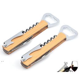 Openers Wooden Handle Professional Wine Opener Mtifunction Portable Screw Corkscrew Bottle Rrb15979 Drop Delivery Home Garden Kitche Dhti9